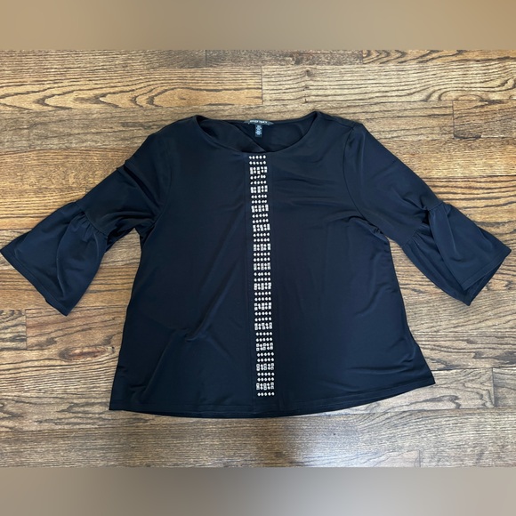 Ellen Tracy Tops - Ellen Tracy Black Embellished Bell Sleeve Top – Size XL